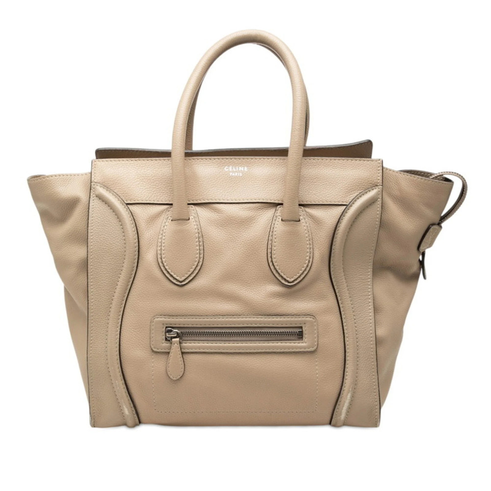 Celine Luggage Mini Shopper Handbag, Beige Leather, Women's CELINE